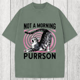 Tokyosol Not A Morning Purrrson Cat Washed T-Shirt