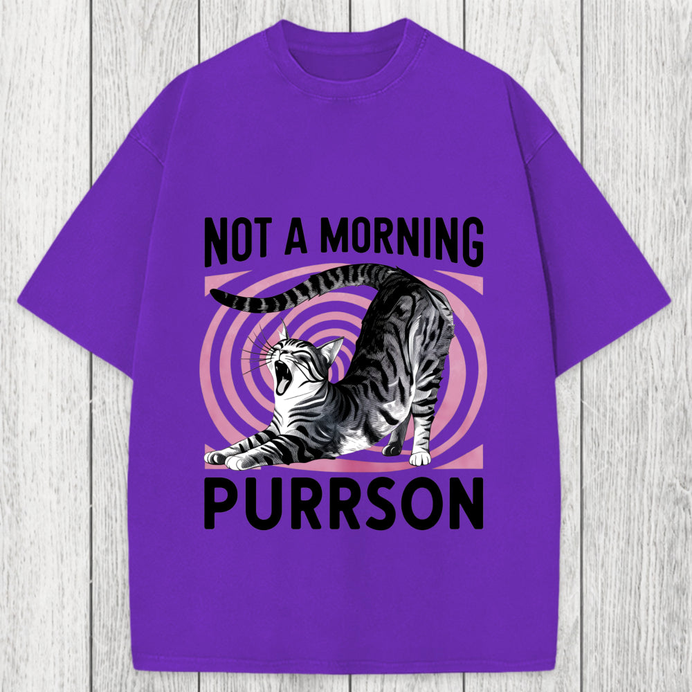 Tokyosol Not A Morning Purrrson Cat Washed T-Shirt