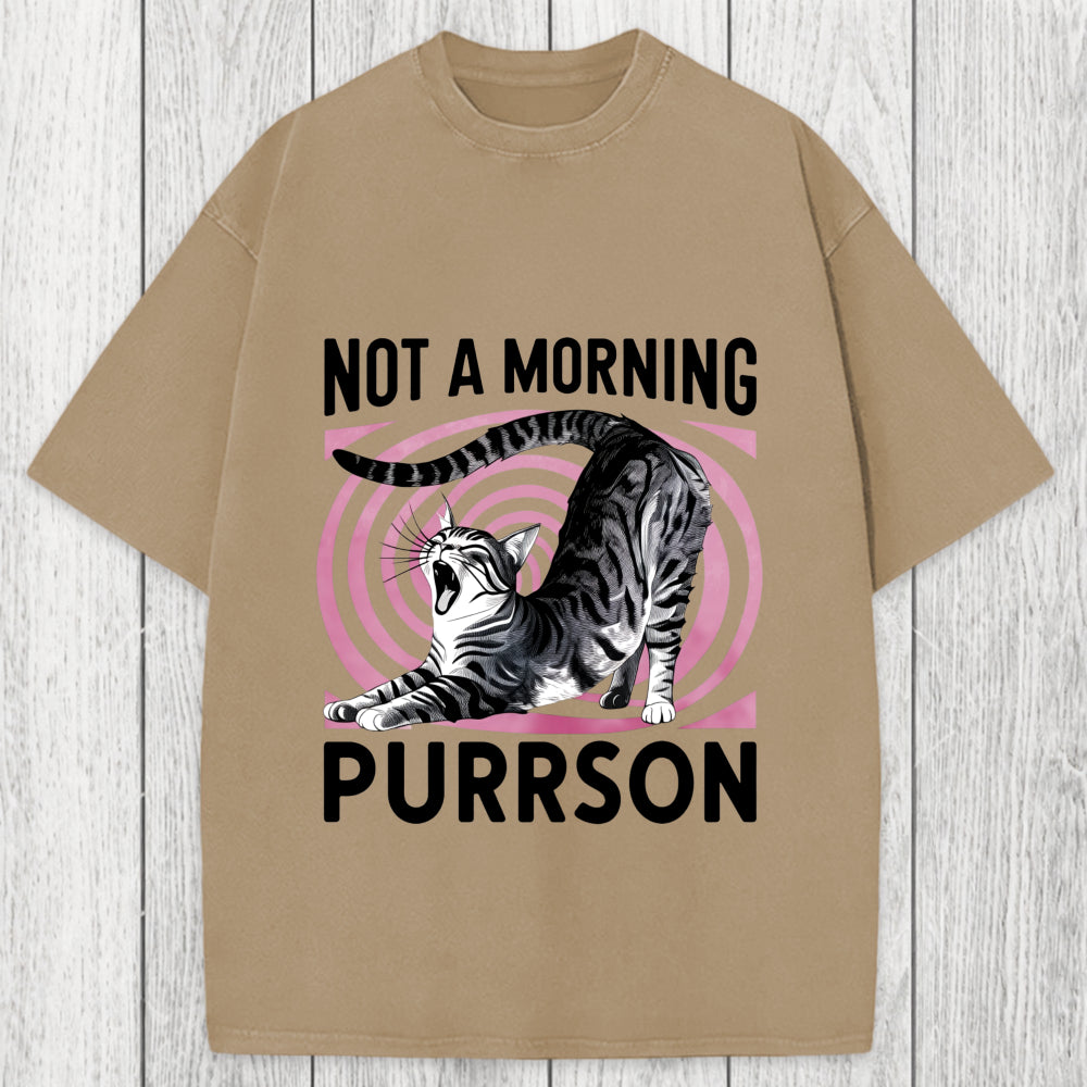 Tokyosol Not A Morning Purrrson Cat Washed T-Shirt