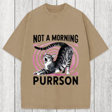 Tokyosol Not A Morning Purrrson Cat Washed T-Shirt