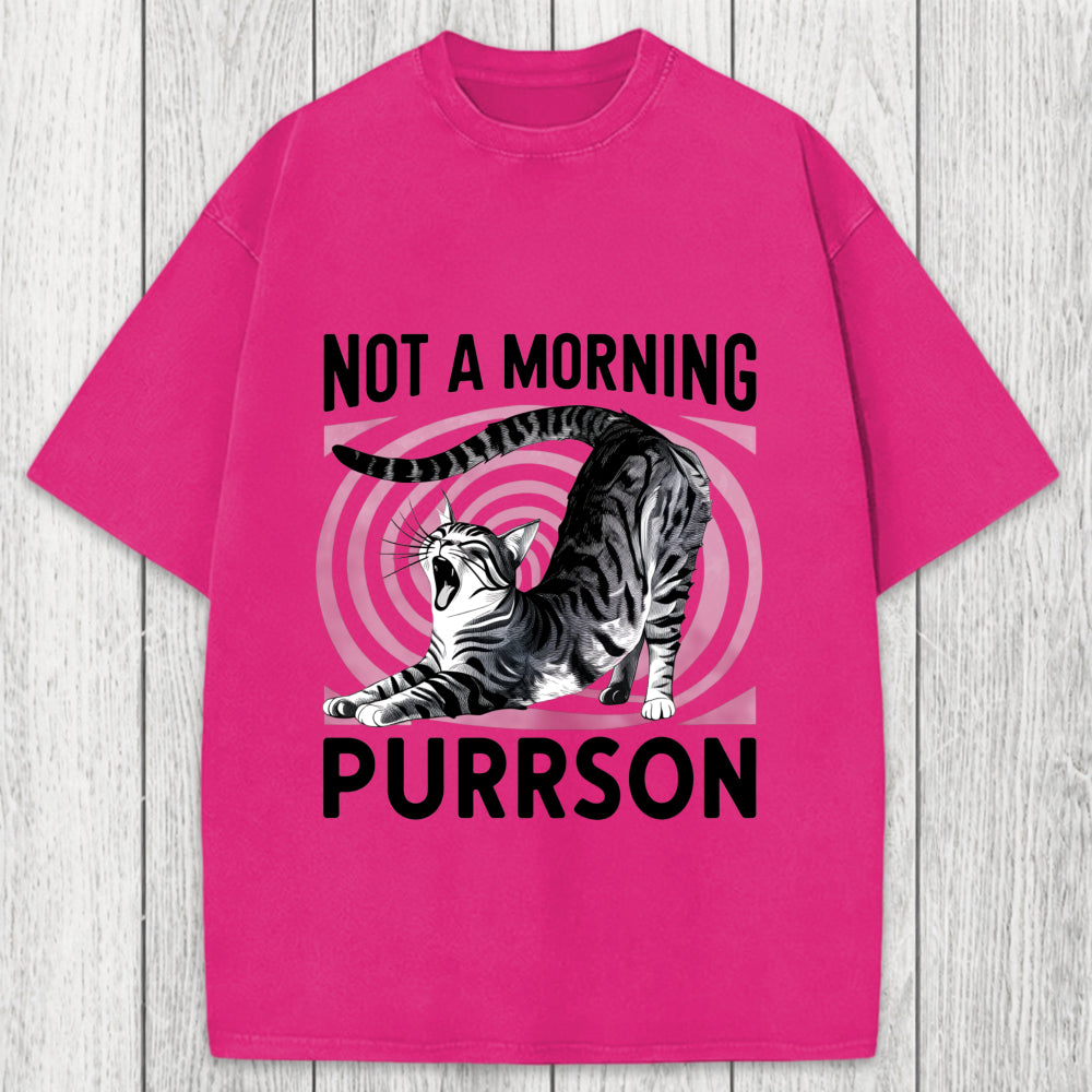 Tokyosol Not A Morning Purrrson Cat Washed T-Shirt