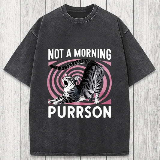 Tokyosol Not A Morning Purrrson Cat Washed T-Shirt