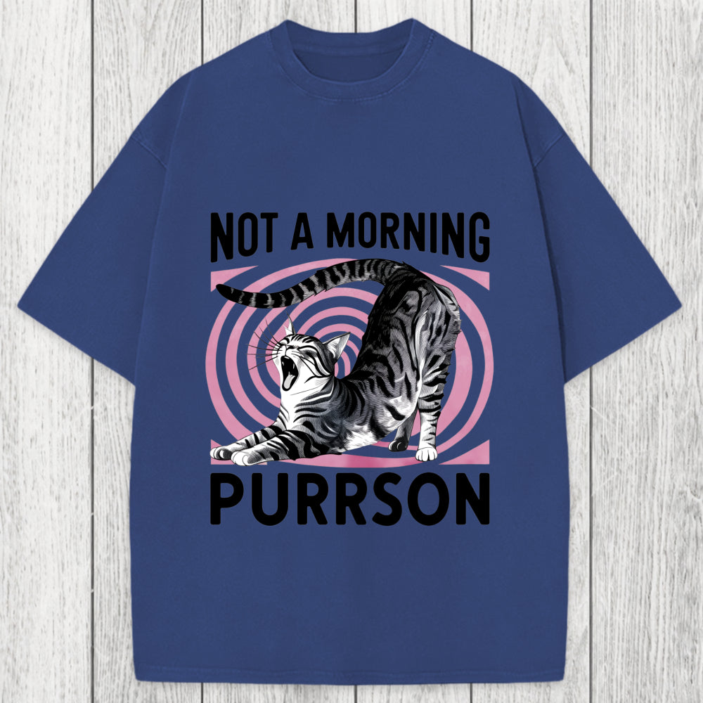 Tokyosol Not A Morning Purrrson Cat Washed T-Shirt