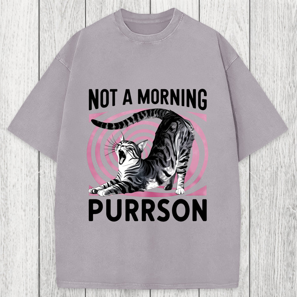 Tokyosol Not A Morning Purrrson Cat Washed T-Shirt