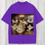 Tokyosol Funny Easter Cats Washed T-Shirt