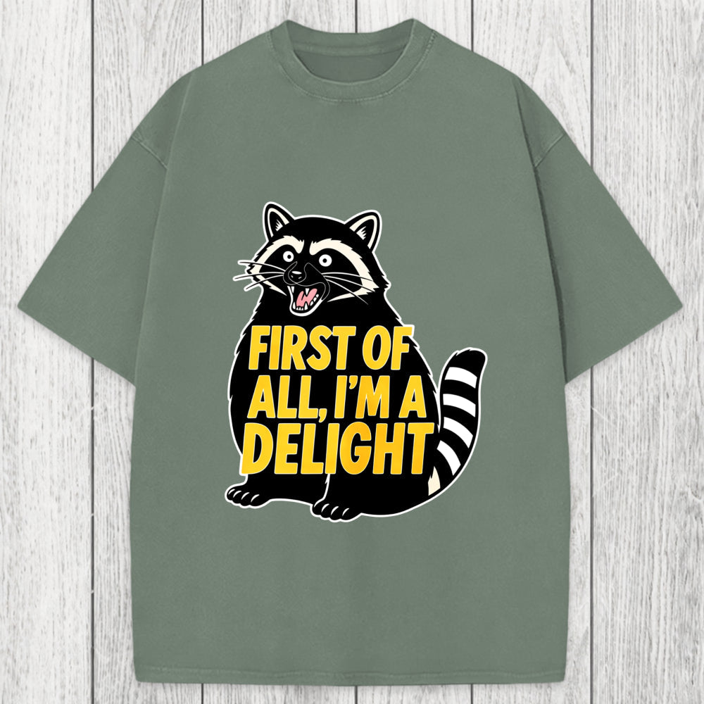 Tokyosol First of All I'm a Delight Raccoon Washed T-Shirt