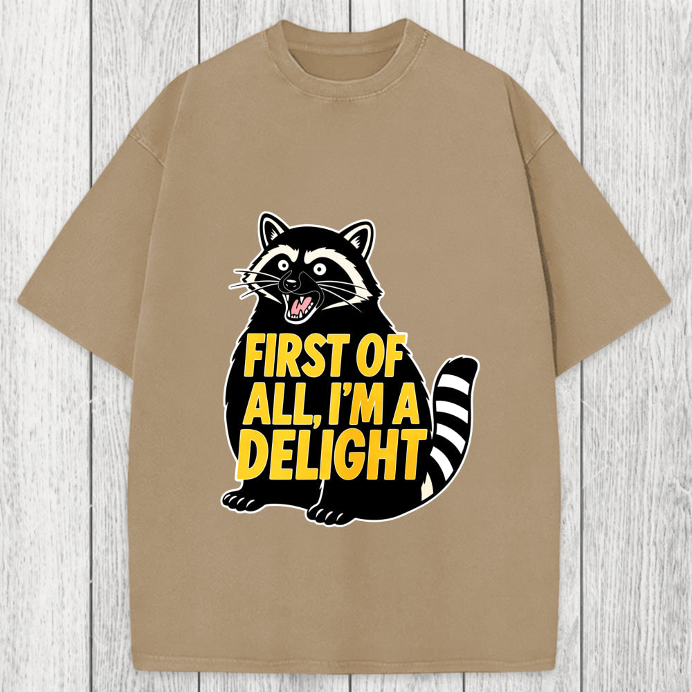 Tokyosol First of All I'm a Delight Raccoon Washed T-Shirt