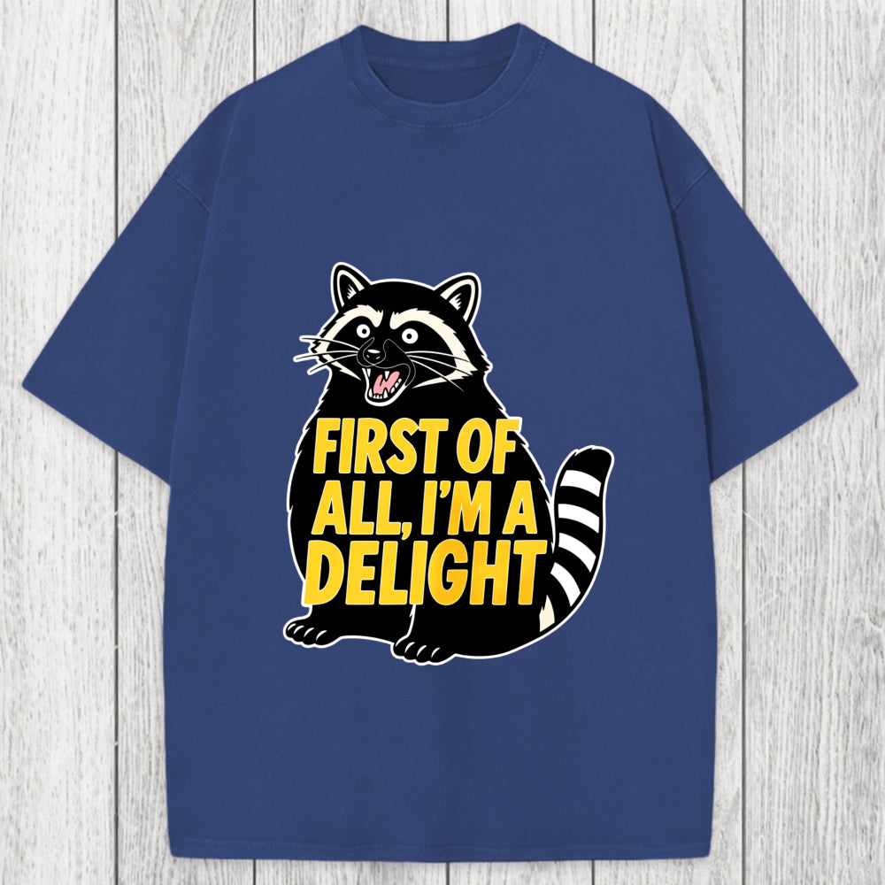 Tokyosol First of All I'm a Delight Raccoon Washed T-Shirt