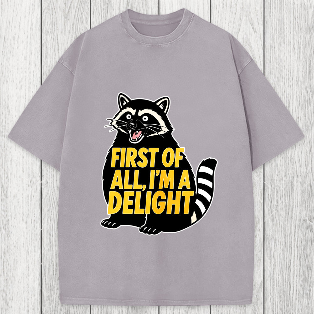 Tokyosol First of All I'm a Delight Raccoon Washed T-Shirt