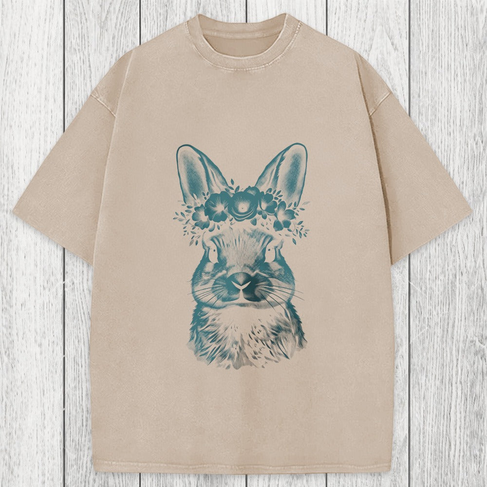 Tokyosol Floral Bunny Easter Washed T-Shirt