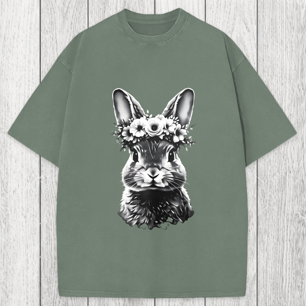 Tokyosol Floral Bunny Easter Washed T-Shirt