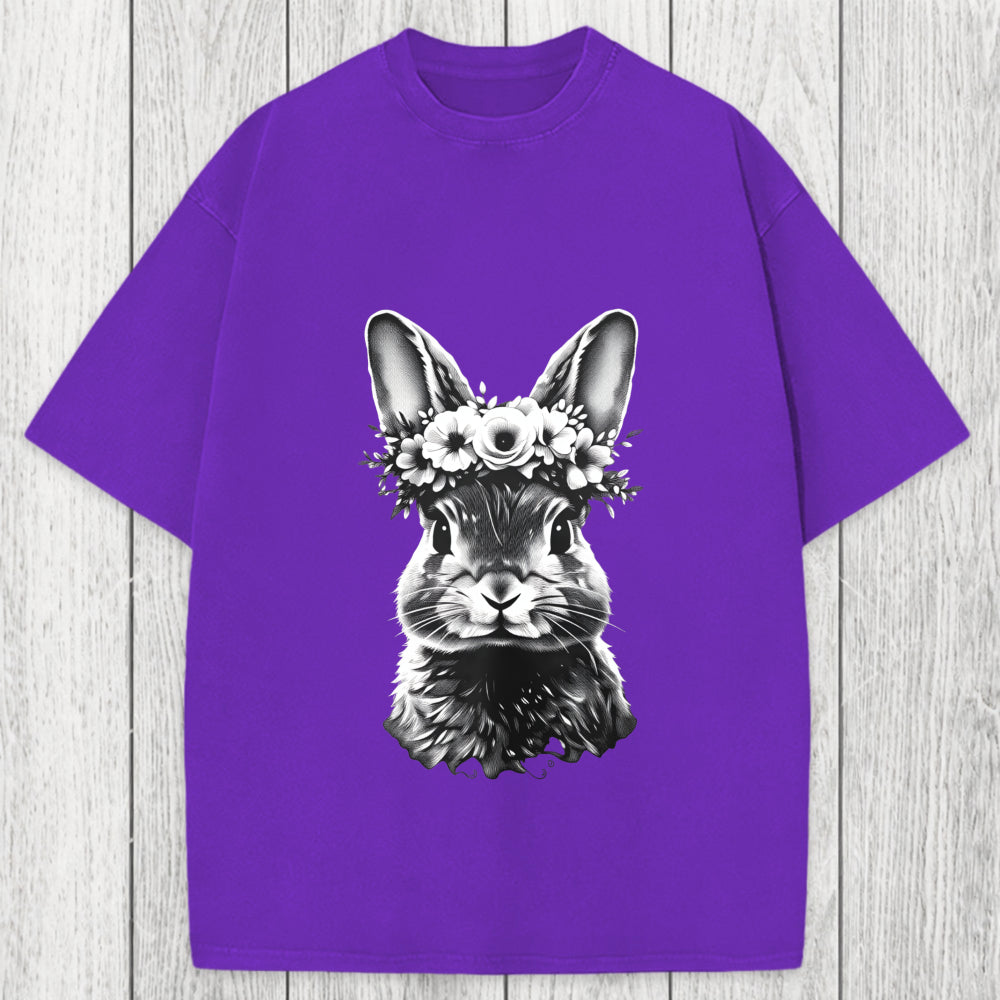 Tokyosol Floral Bunny Easter Washed T-Shirt