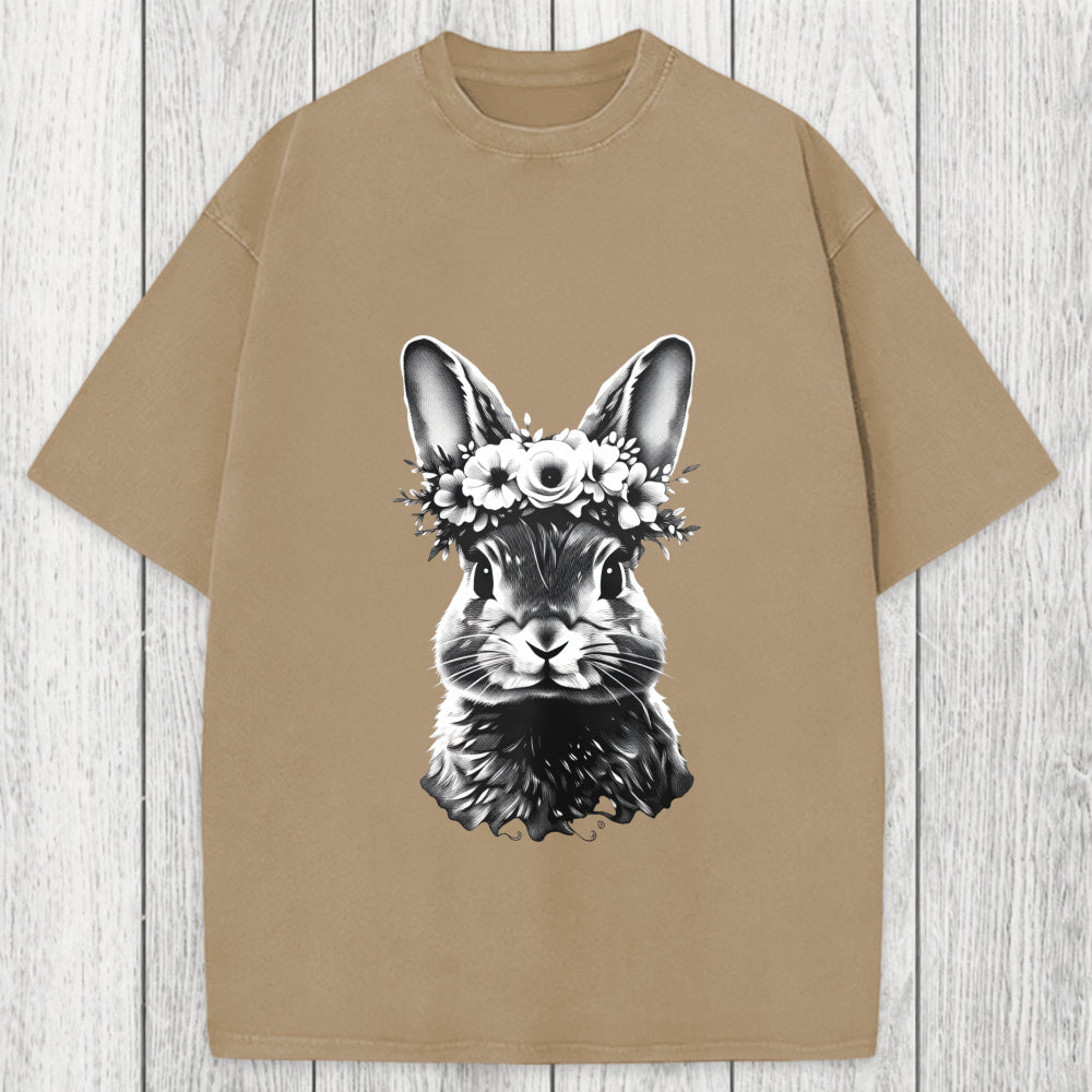 Tokyosol Floral Bunny Easter Washed T-Shirt