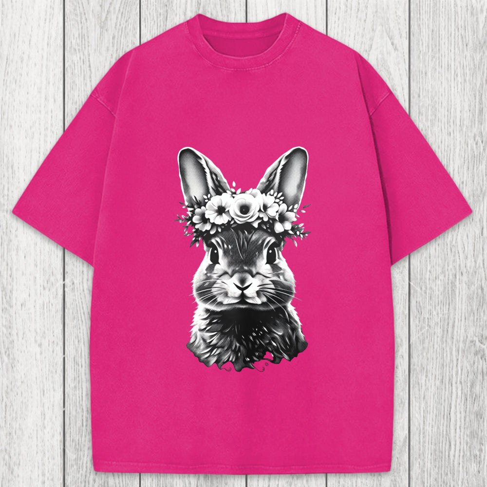 Tokyosol Floral Bunny Easter Washed T-Shirt