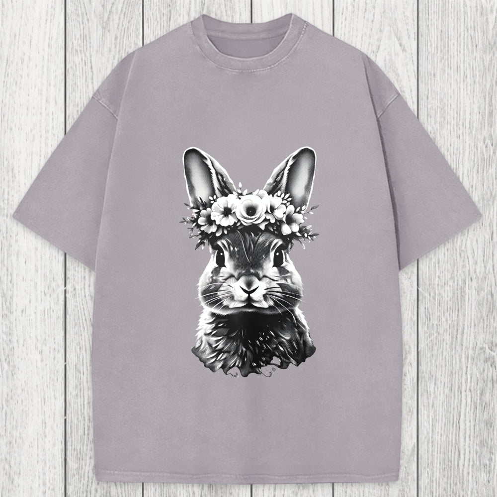 Tokyosol Floral Bunny Easter Washed T-Shirt
