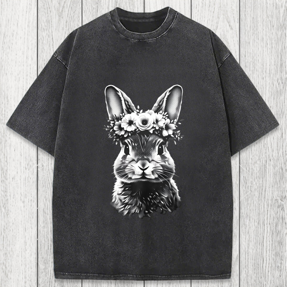 Tokyosol Floral Bunny Easter Washed T-Shirt