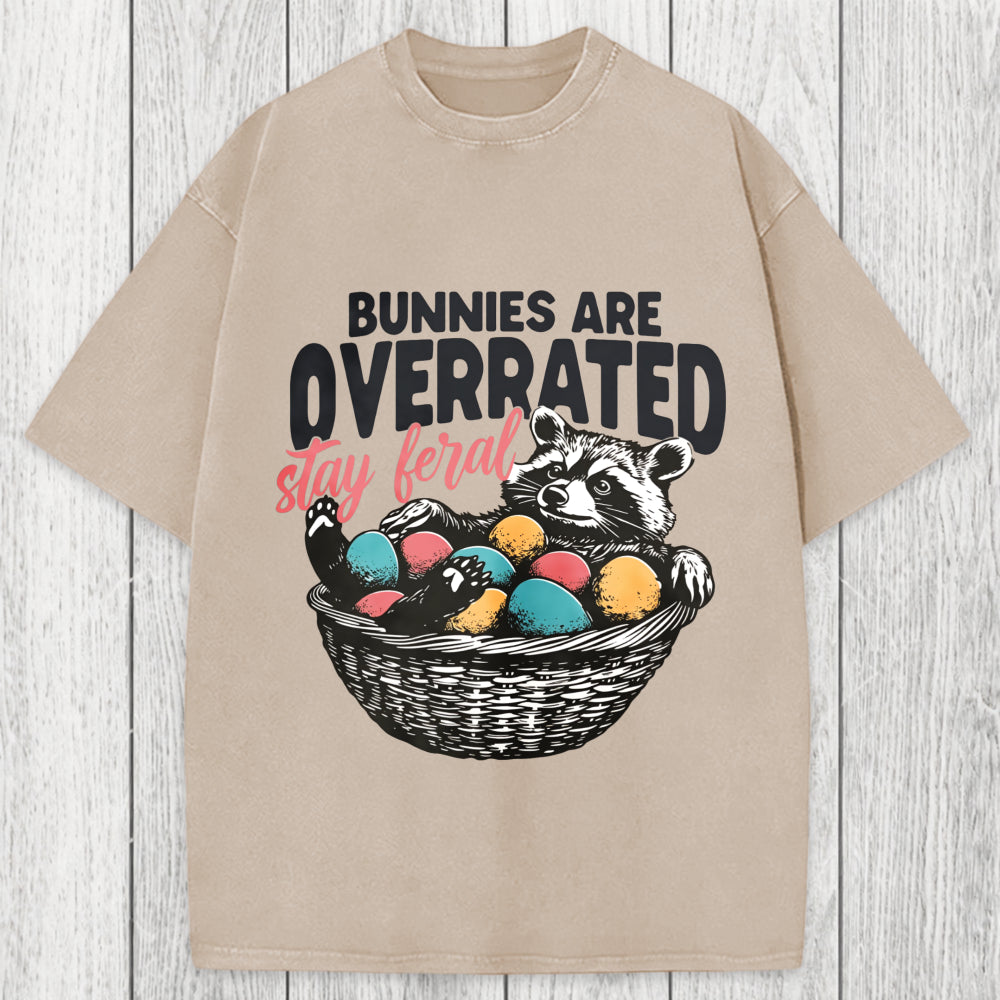 Tokyosol Funny Easter Raccoon Washed T-Shirt