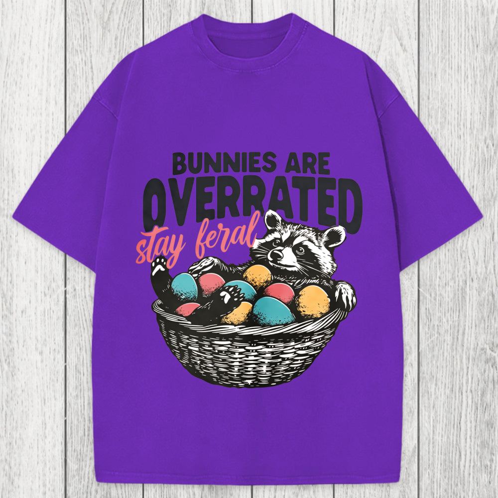 Tokyosol Funny Easter Raccoon Washed T-Shirt