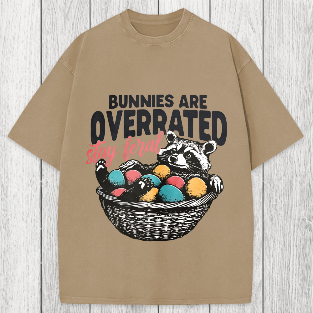 Tokyosol Funny Easter Raccoon Washed T-Shirt