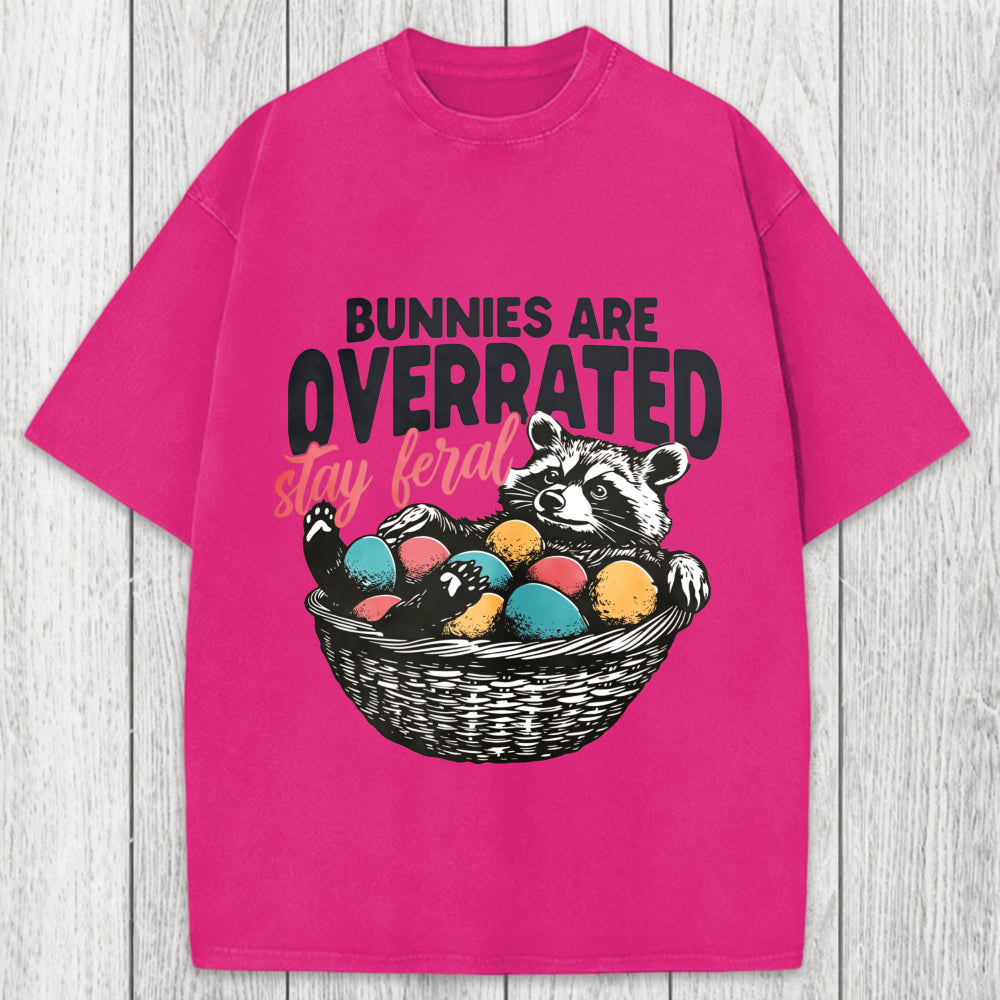 Tokyosol Funny Easter Raccoon Washed T-Shirt
