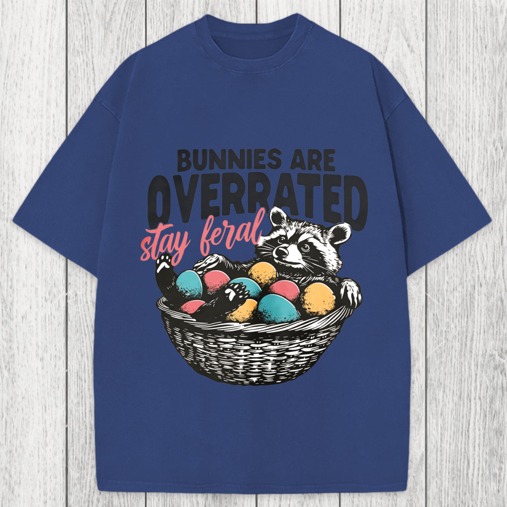Tokyosol Funny Easter Raccoon Washed T-Shirt