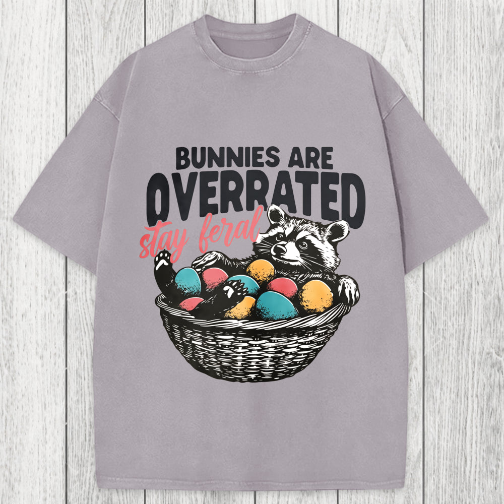 Tokyosol Funny Easter Raccoon Washed T-Shirt