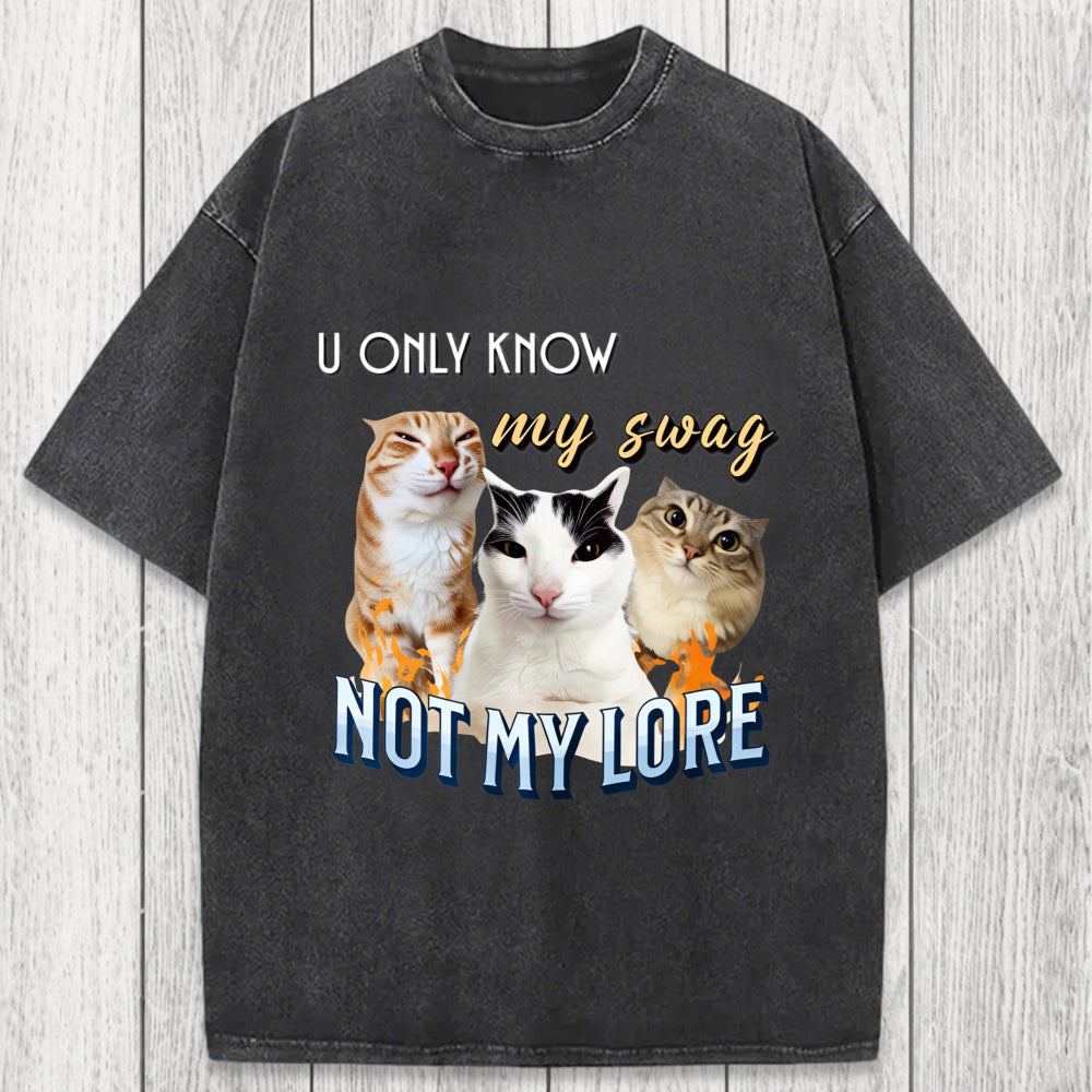 Tokyosol U Only Know Cat Meme Washed T-Shirt
