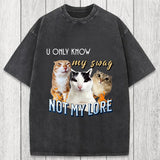 Tokyosol U Only Know Cat Meme Washed T-Shirt