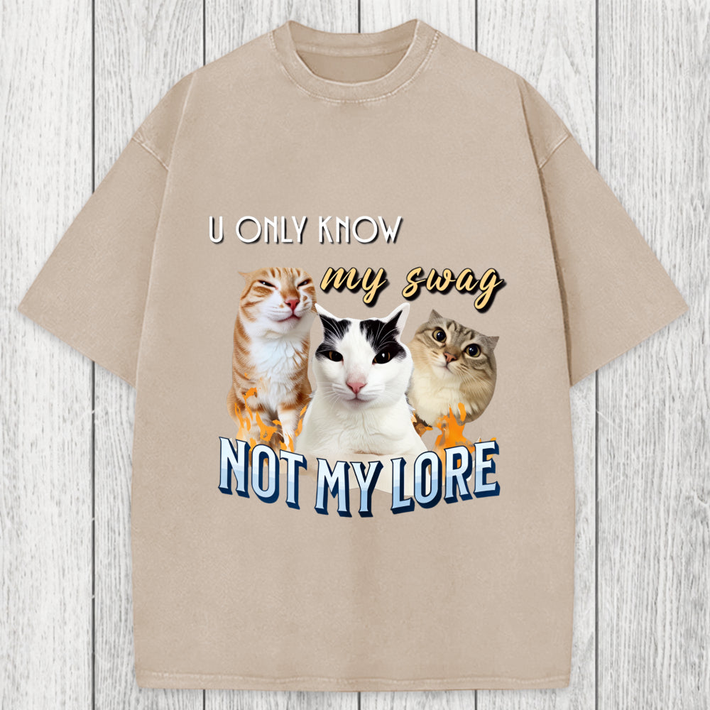 Tokyosol U Only Know Cat Meme Washed T-Shirt