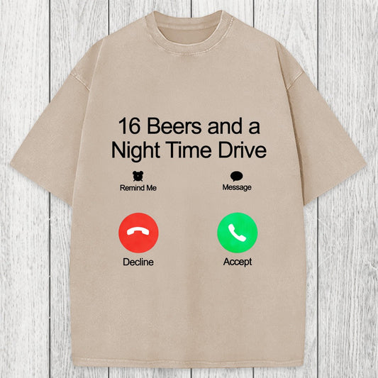 Tokyosol 16 Beers And A Night Time Drive Washed T-Shirt
