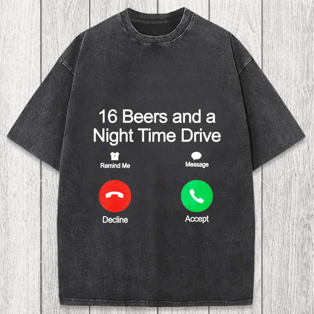 Tokyosol 16 Beers And A Night Time Drive Washed T-Shirt
