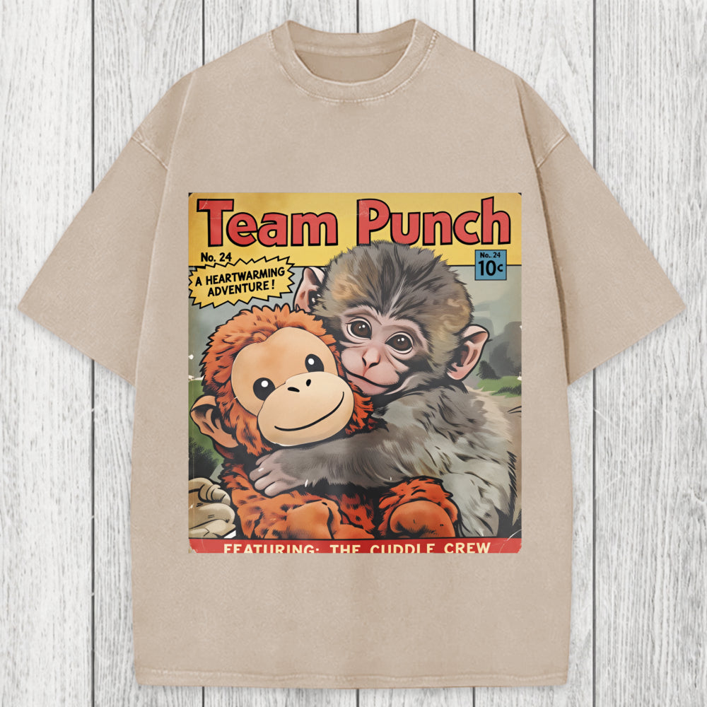 Tokyosol Punch Monkey Holding Stuffed Monkey Washed T-Shirt
