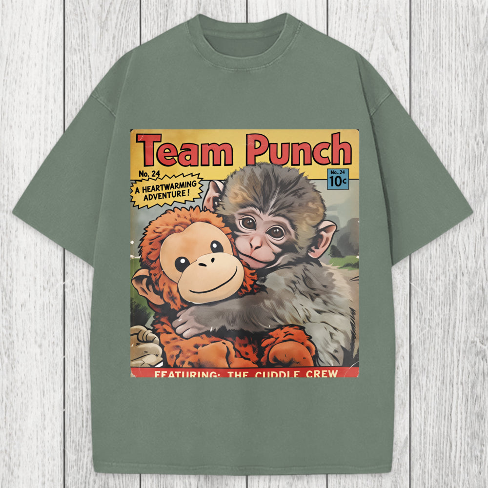 Tokyosol Punch Monkey Holding Stuffed Monkey Washed T-Shirt