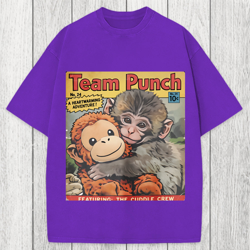 Tokyosol Punch Monkey Holding Stuffed Monkey Washed T-Shirt