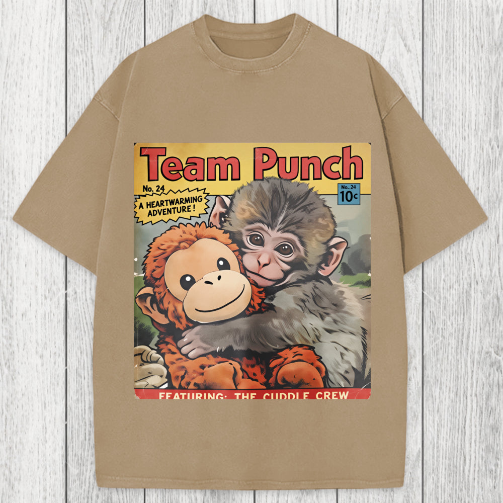 Tokyosol Punch Monkey Holding Stuffed Monkey Washed T-Shirt