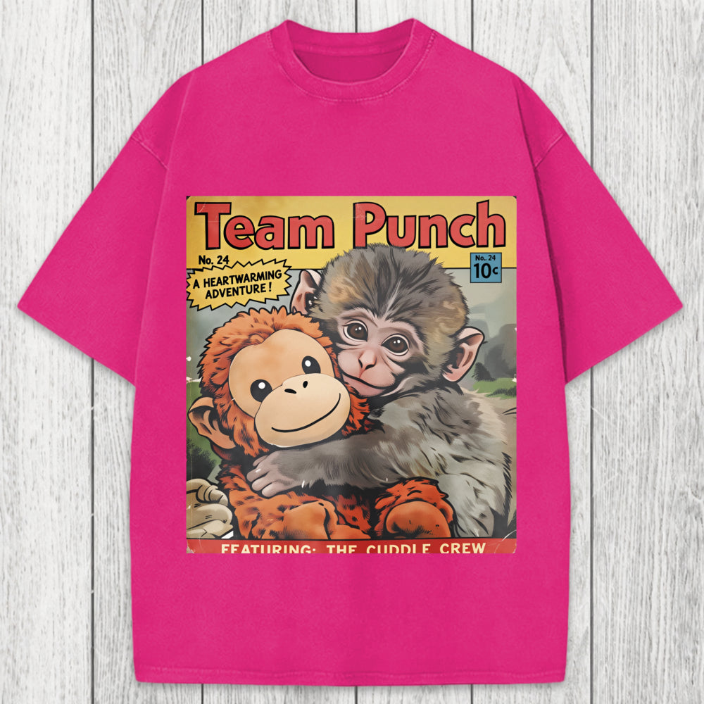 Tokyosol Punch Monkey Holding Stuffed Monkey Washed T-Shirt