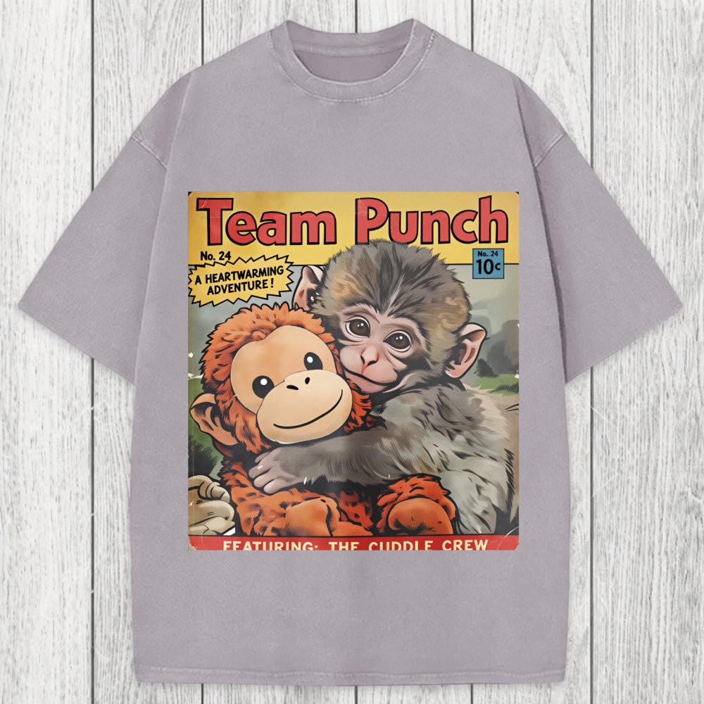 Tokyosol Punch Monkey Holding Stuffed Monkey Washed T-Shirt