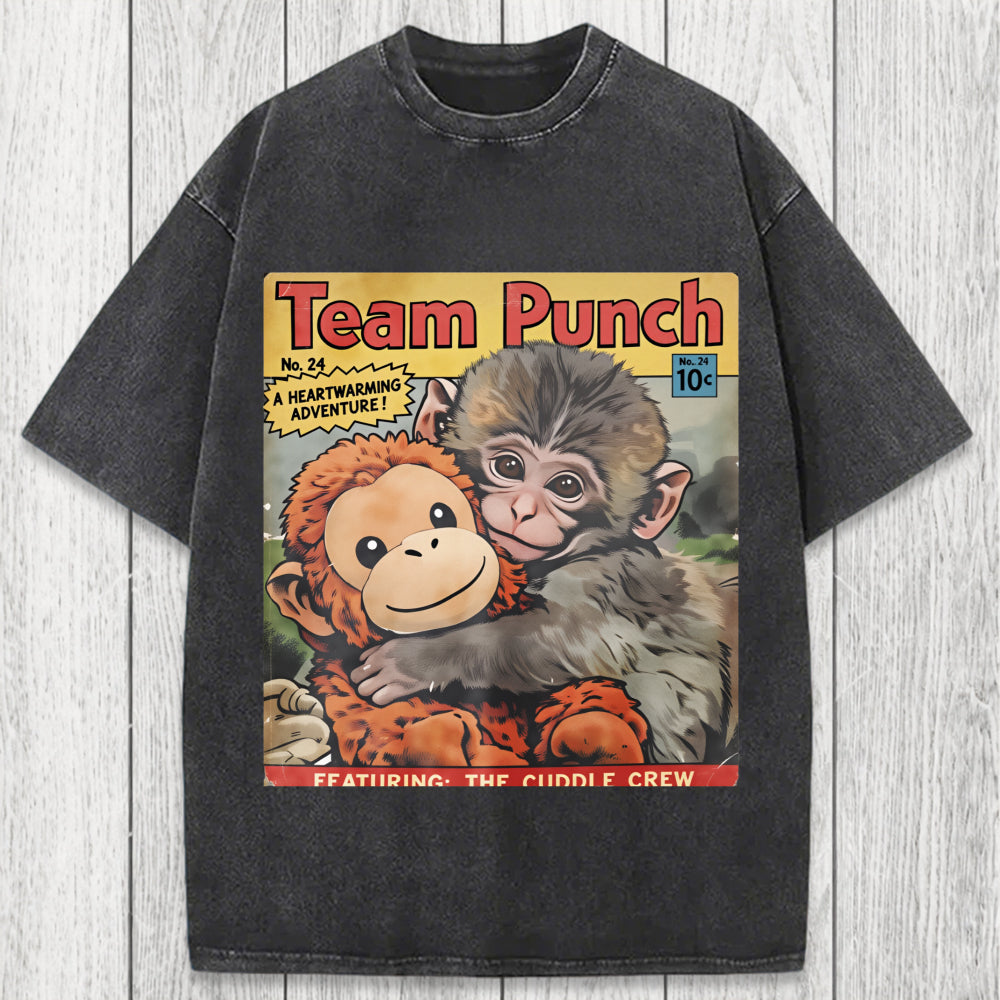 Tokyosol Punch Monkey Holding Stuffed Monkey Washed T-Shirt