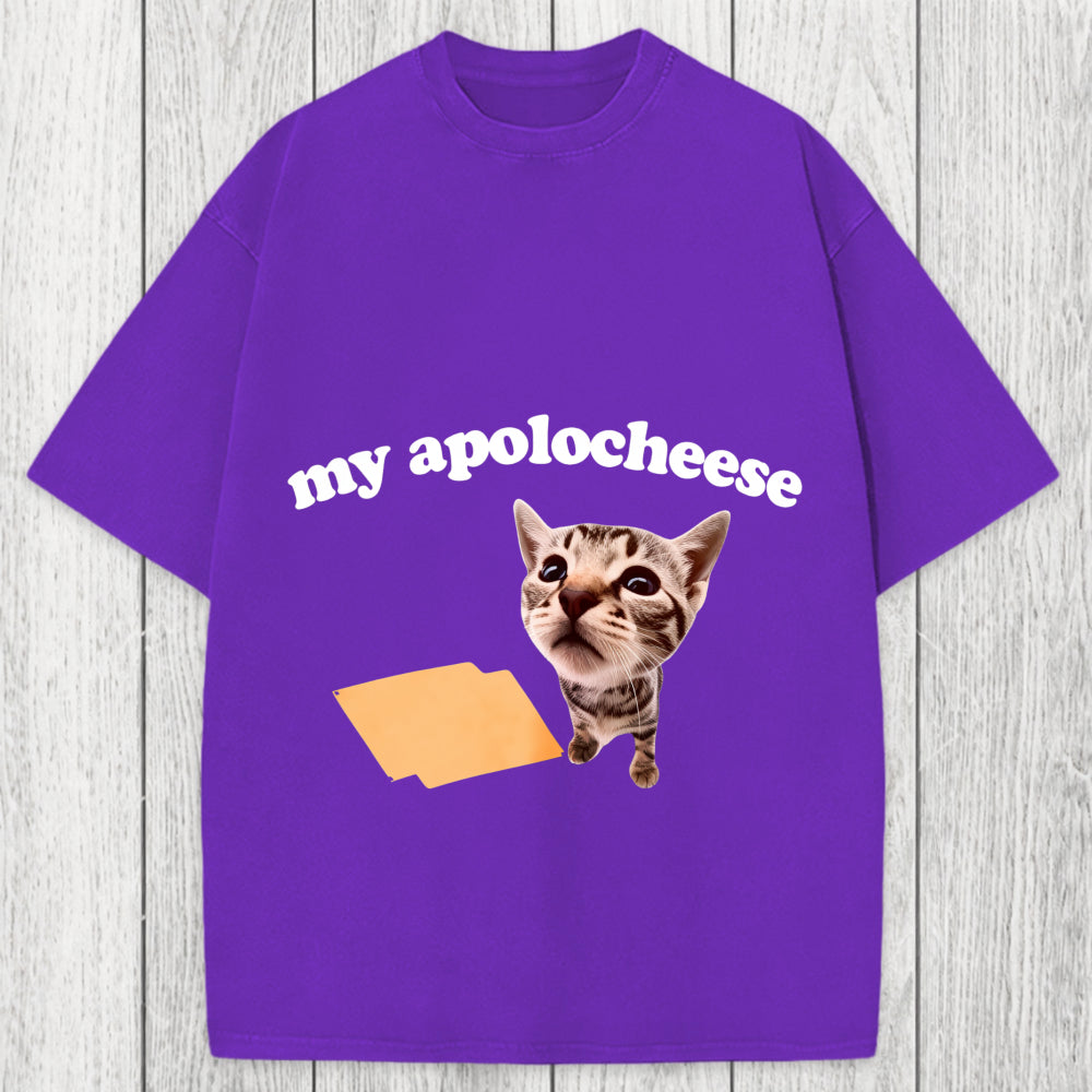 Tokyosol My Apolocheese Funny Cat Meme Washed T-Shirt