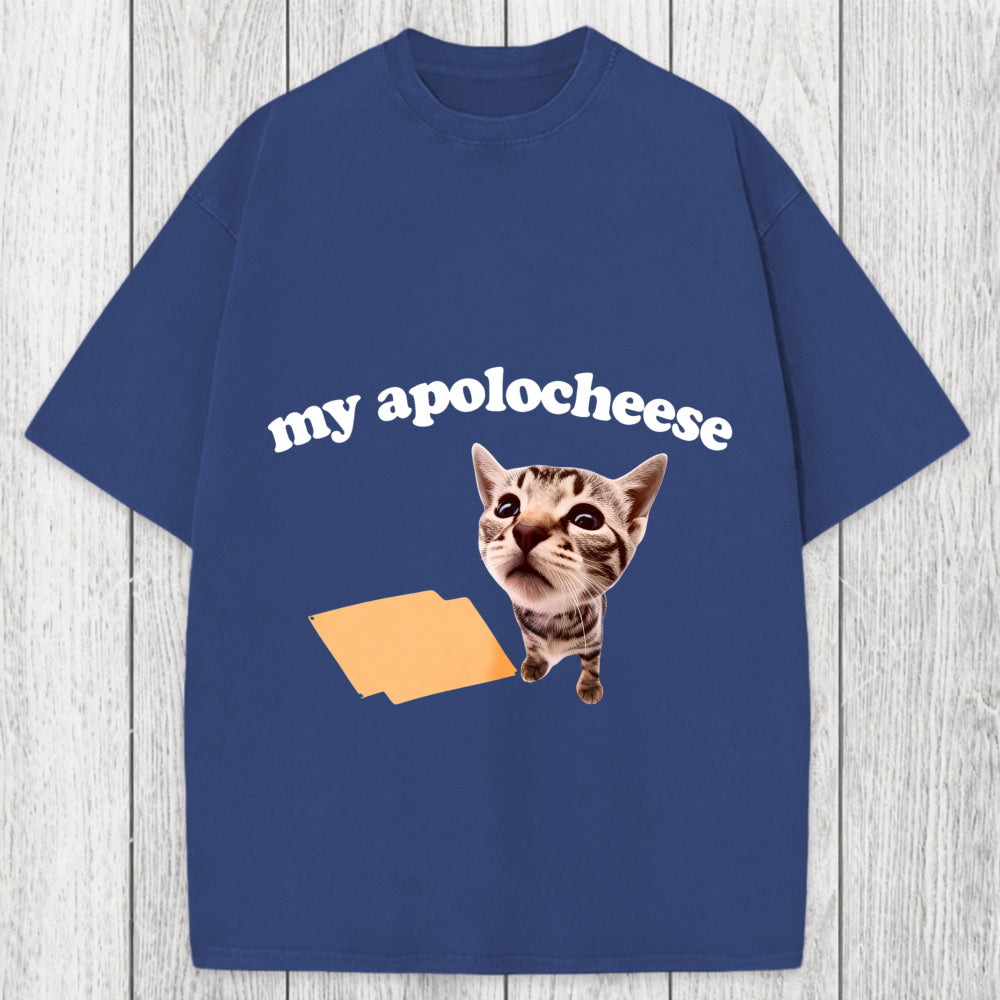 Tokyosol My Apolocheese Funny Cat Meme Washed T-Shirt