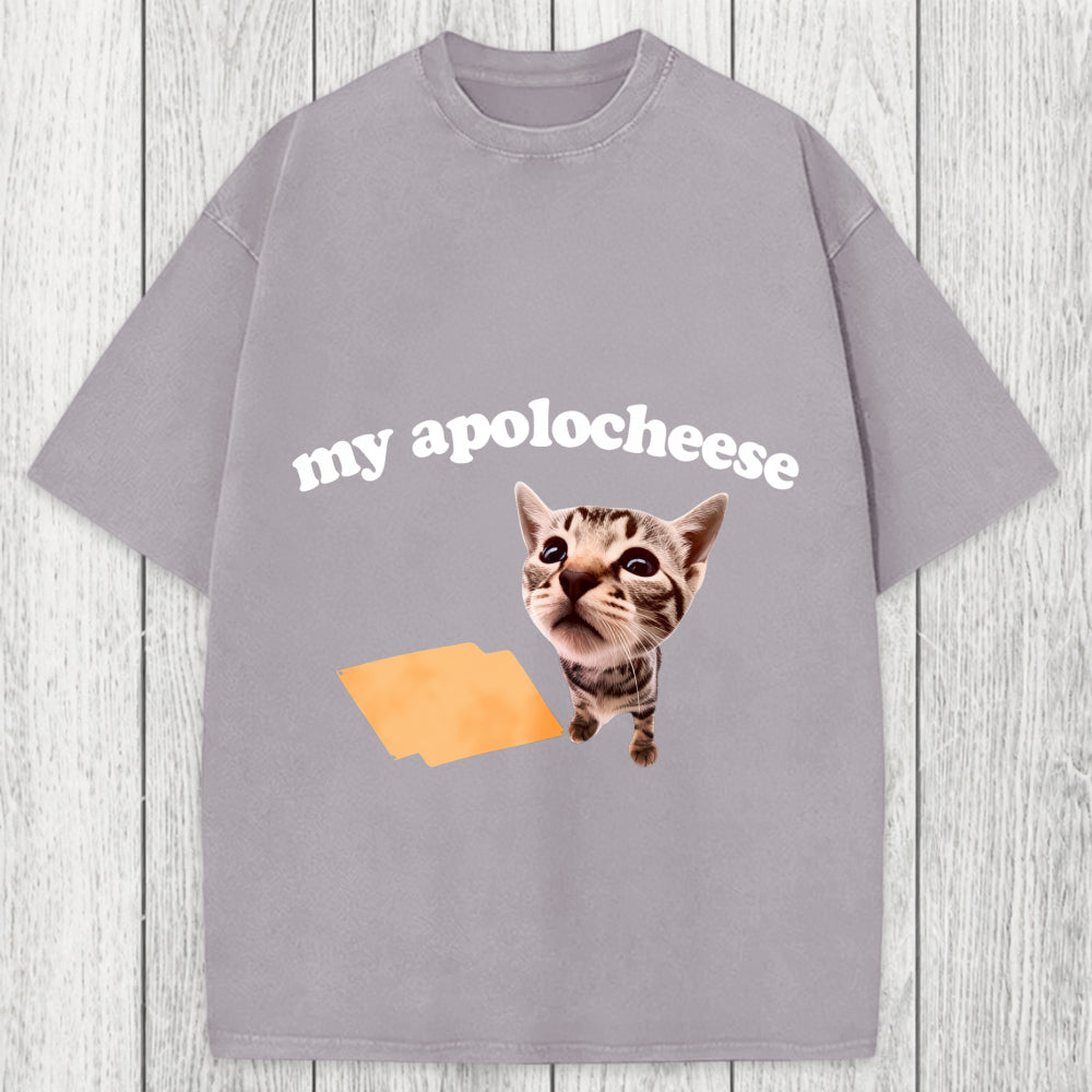 Tokyosol My Apolocheese Funny Cat Meme Washed T-Shirt