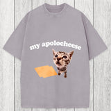 Tokyosol My Apolocheese Funny Cat Meme Washed T-Shirt