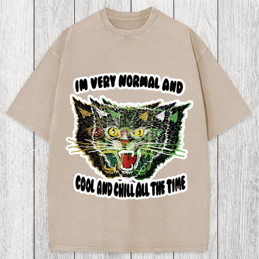 Tokyosol Normal And Chill Cat Washed T-Shirt