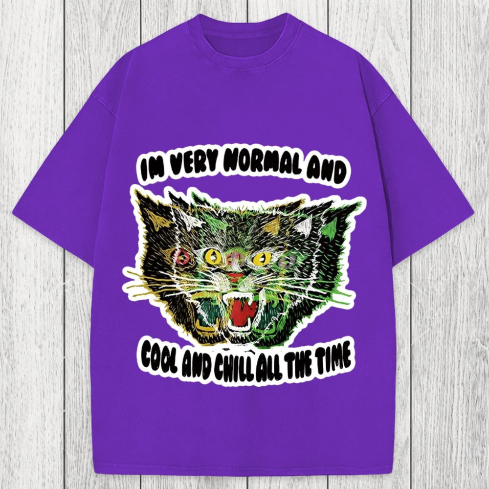 Tokyosol Normal And Chill Cat Washed T-Shirt