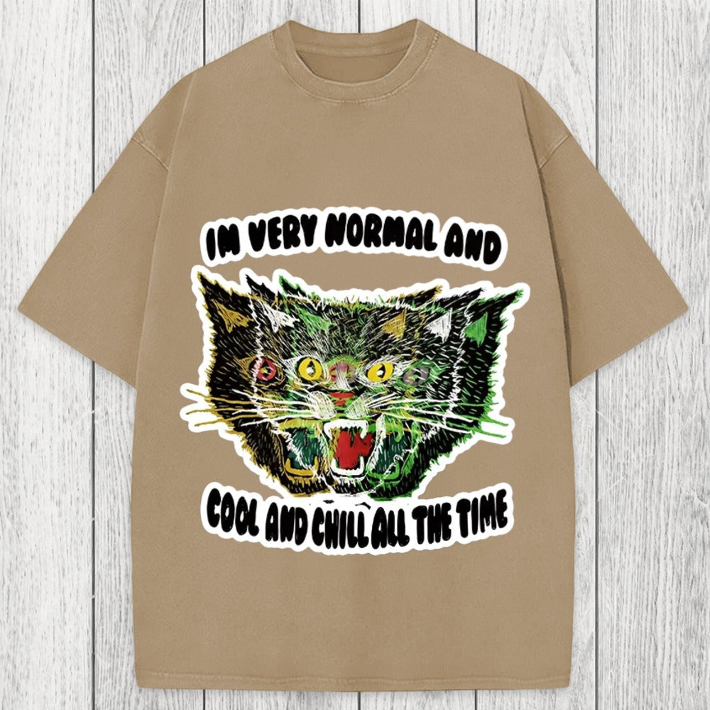 Tokyosol Normal And Chill Cat Washed T-Shirt