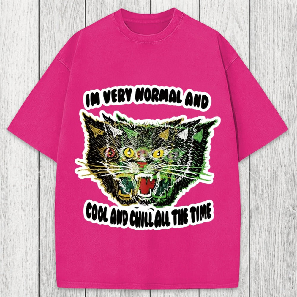 Tokyosol Normal And Chill Cat Washed T-Shirt