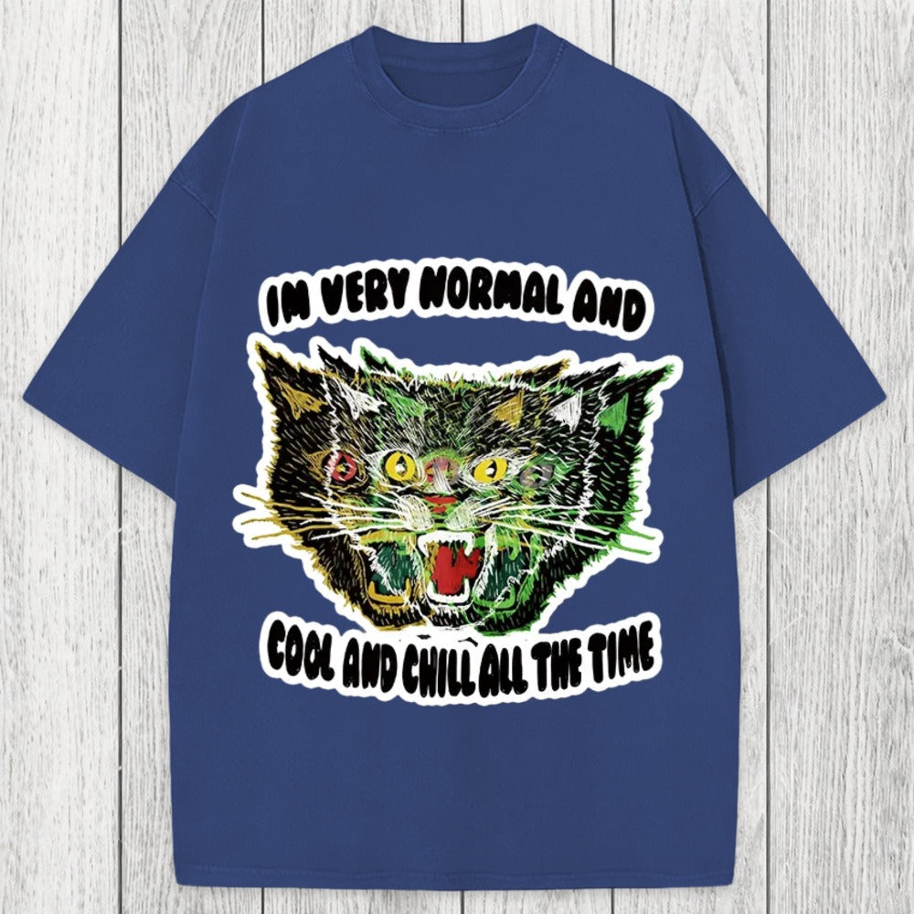 Tokyosol Normal And Chill Cat Washed T-Shirt