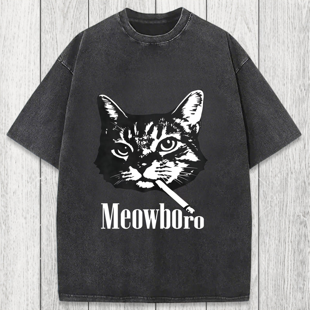 Tokyosol Vintage Smoking Cat Washed T-Shirt