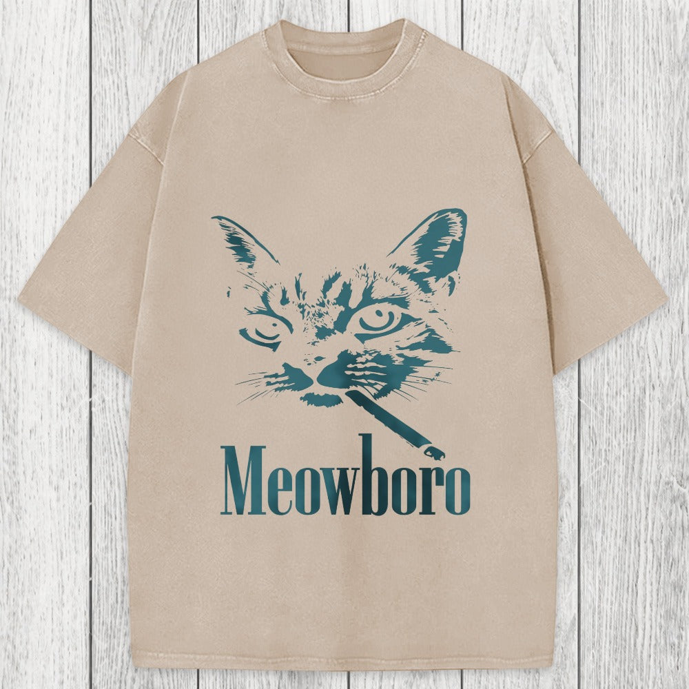 Tokyosol Vintage Smoking Cat Washed T-Shirt