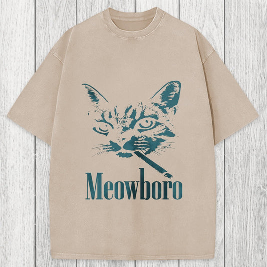 Tokyosol Vintage Smoking Cat Washed T-Shirt